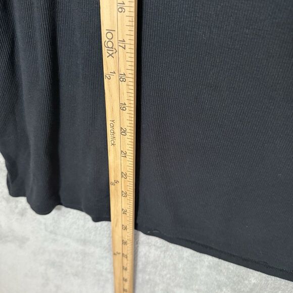 Cozy Earth Bamboo Stretch Knit Tee Shirt Womens Size XL Black Ribbed Pattern - Picture 4 of 7